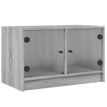 Mueble De Tv Con Puertas De Vidrio Gris Sonoma 68x37x42 Cm