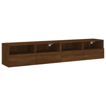 Vidaxl Muebles De Pared Para Tv 2 Uds Madera Roble Marrón 80x30x30 Cm