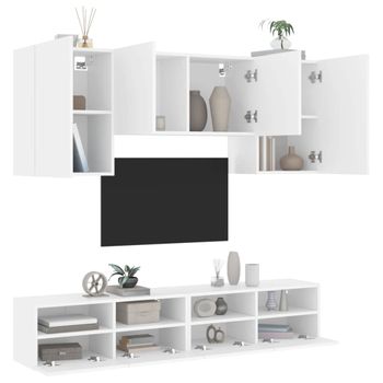 Vidaxl Muebles De Tv De Pared 5 Piezas Madera De Ingeniería Blanco