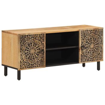 Mueble De Tv Madera Maciza De Mango 105x33x46 Cm Marrón