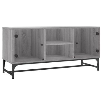 Mueble De Tv Con Puertas De Vidrio Gris Sonoma 102x37x50 Cm