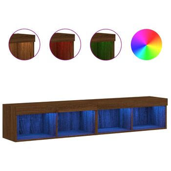 Vidaxl Muebles De Tv Con Luces Led 2 Uds Marrón Roble 80x30x30 Cm