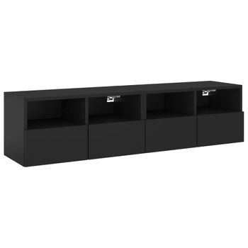 Vidaxl Muebles De Tv De Pared 2 Uds Madera Ingeniería Negro 60x30x30cm