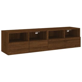 Vidaxl Muebles De Pared Para Tv 2 Uds Madera Roble Marrón 60x30x30 Cm