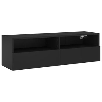 Vidaxl Mueble De Pared Para Tv Madera De Ingeniería Negro 100x30x30 Cm