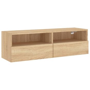 Vidaxl Mueble De Pared Tv Madera Ingeniería Roble Sonoma 100x30x30 Cm Marrón