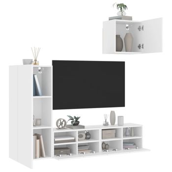 Vidaxl Muebles De Tv De Pared 4 Piezas Madera De Ingeniería Blanco