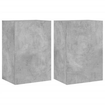 Vidaxl Muebles De Tv De Pared 2 Uds Madera Gris Hormigón 40,5x30x60 Cm