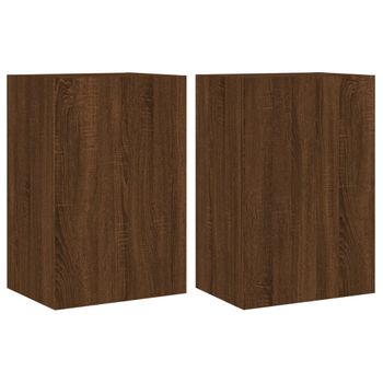 Vidaxl Muebles De Tv De Pared 2 Uds Madera Marrón Roble 40,5x30x60 Cm