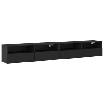 Vidaxl Muebles De Pared Tv 2 Uds Madera Ingeniería Negro 100x30x30 Cm