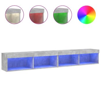 Vidaxl Muebles De Tv Con Luces Led 2 Uds Gris Hormigón 100x30x30 Cm