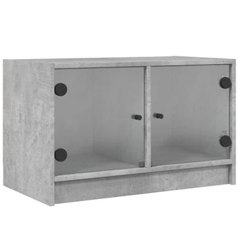 Mueble De Tv Con Puertas De Vidrio Gris Hormigón 68x37x42 Cm