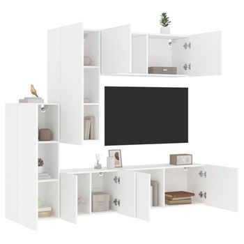 Vidaxl Muebles De Tv De Pared 5 Piezas Madera De Ingeniería Blanco