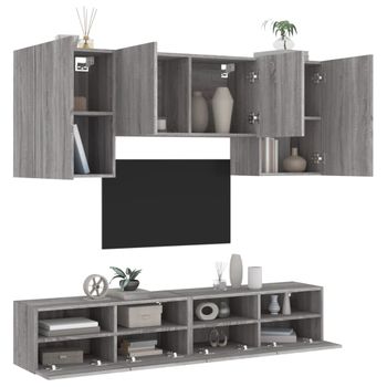 Vidaxl Muebles De Tv De Pared 5 Pzas Madera De Ingeniería Gris Sonoma