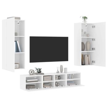 Vidaxl Muebles De Tv De Pared 5 Piezas Madera De Ingeniería Blanco