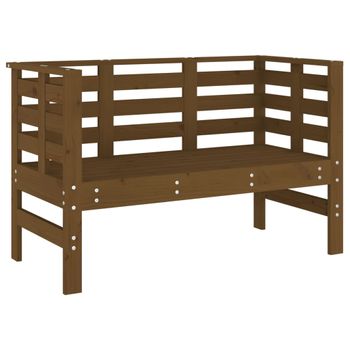 Vidaxl Banco De Jardín Madera Maciza Pino Marrón Miel 111,5x53x71 Cm