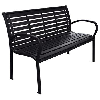 Vidaxl Banco De Jardín Acero Y Wpc Negro 116 Cm