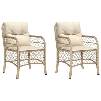 Sillones De Jardín Con Cojines 2 Uds Ratán Sintético Beige