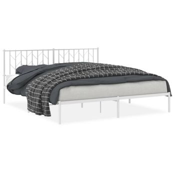 Vidaxl Estructura De Cama De Metal Con Cabecero Blanco 183x213 Cm