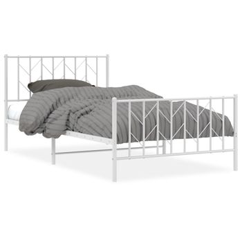 Vidaxl Estructura Cama Metal Con Cabecero Y Pie Cama Blanca 107x203 Cm