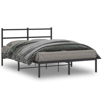 Vidaxl Estructura De Cama Con Cabecero Metal Negro 140x200 Cm