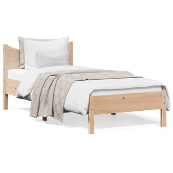 Vidaxl Estructura De Cama Madera Maciza De Pino 90x190 Cm Marrón