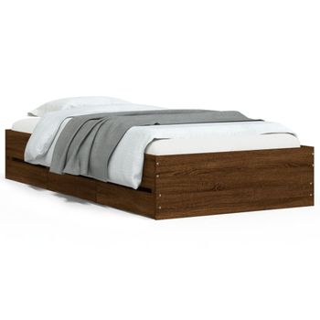 Vidaxl Cama Con Cajones Madera De Ingeniería Marrón Roble 100x200 Cm