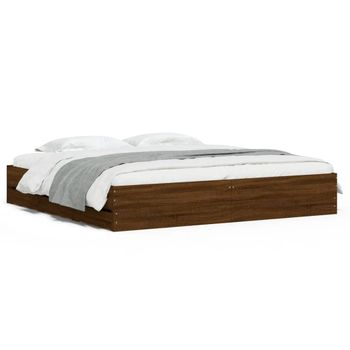 Vidaxl Cama Con Cajones Madera Ingeniería Marrón Roble 200x200 Cm