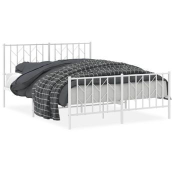 Vidaxl Estructura Cama Metal Cabecero Y Pie De Cama Blanco 140x190 Cm