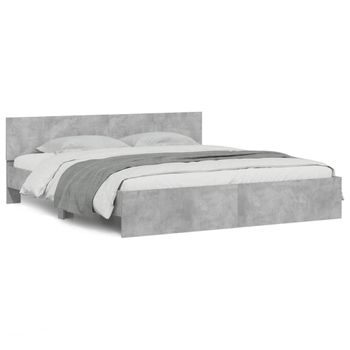 Vidaxl Estructura De Cama Con Cabecero Gris Hormigón 160x200 Cm