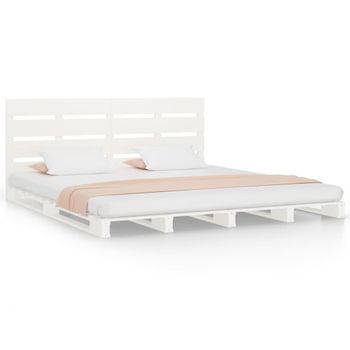 Vidaxl Estructura De Cama Madera Maciza De Pino Blanco 120x190 Cm