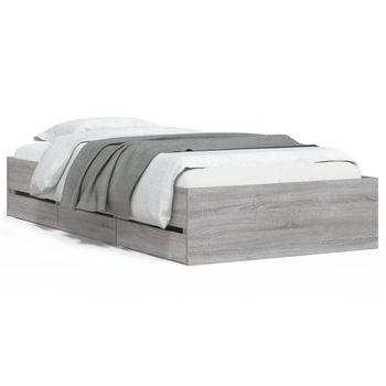 Vidaxl Cama Con Cajones Madera Ingeniería Gris Sonoma 90x200 Cm