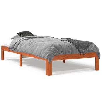 Estructura De Cama Madera Maciza De Pino Marrón Cera 75x190 Cm