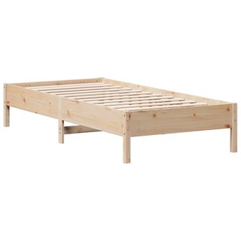 Estructura De Cama Madera Maciza De Pino 90x200 Cm Marrón