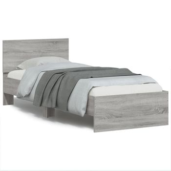 Cama Con Cabecero Madera De Ingeniería Gris Sonoma 75x190 Cm