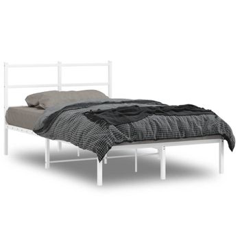 Vidaxl Estructura De Cama De Metal Con Cabecero Blanca 120x190 Cm