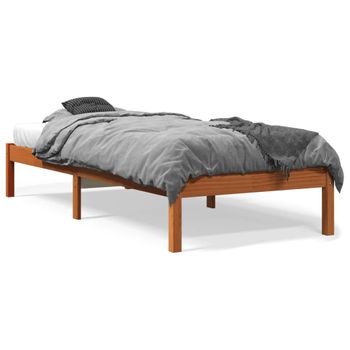 Estructura De Cama Madera Maciza De Pino Marrón Cera 90x190 Cm