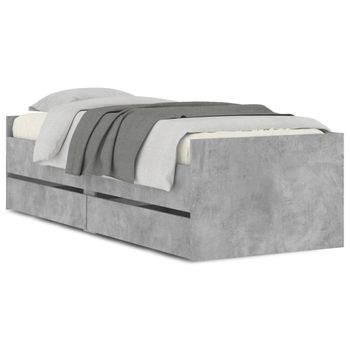 Vidaxl Estructura De Cama Con Cajones Gris Hormigón 90x190 Cm