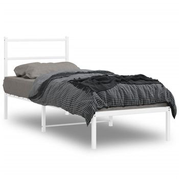 Vidaxl Estructura De Cama De Metal Con Cabecero Blanco 75x190 Cm