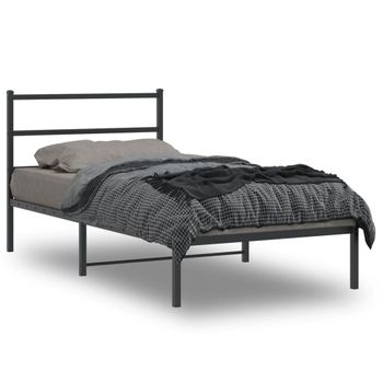 Vidaxl Estructura De Cama Con Cabecero Metal Negro 107x203 Cm