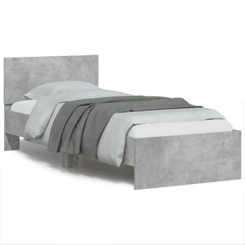 Cama Con Cabecero Madera De Ingeniería Gris Hormigón 90x190 Cm