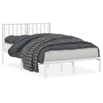 Vidaxl Estructura De Cama De Metal Con Cabecero Blanca 120x190 Cm