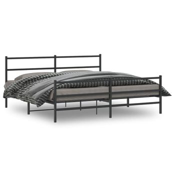 Vidaxl Estructura De Cama Con Cabecero Y Estribo Metal Negro 200x200cm