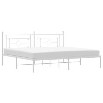 Vidaxl Estructura De Cama De Metal Con Cabecero Blanco 193x203 Cm