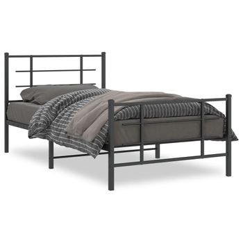 Estructura De Cama Con Cabecero Y Estribo Metal Negro 100x200cm