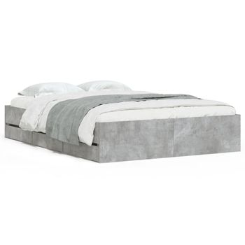 Vidaxl Cama Con Cajones Madera De Ingeniería Gris Hormigón 120x190 Cm