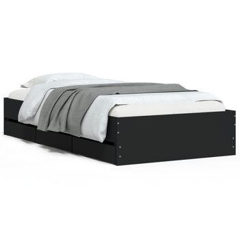 Vidaxl Cama Con Cajones Madera De Ingeniería Negro 100x200 Cm