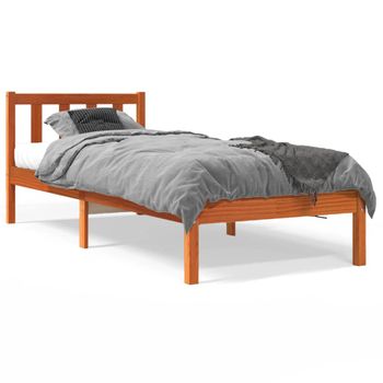 Estructura De Cama Madera Maciza De Pino Marrón Cera 75x190 Cm