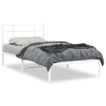 Estructura De Cama De Metal Con Cabecero Blanco 107x203 Cm