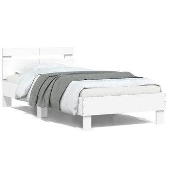 Estructura De Cama Con Cabecero Y Luces Led Blanco 100x200 Cm